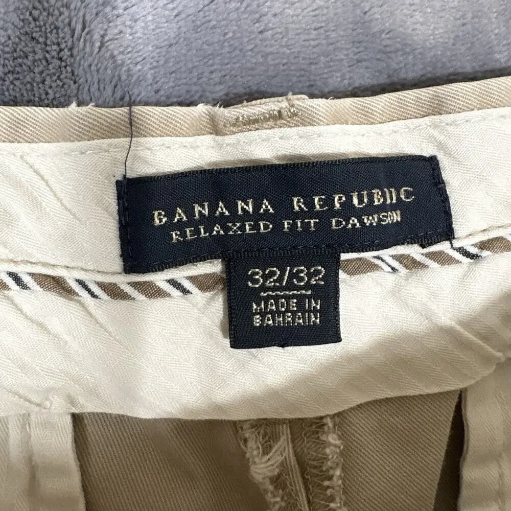 Banana Republic Mens Khaki Chino Pants Classic Fit Cotton Dawson Fit Relaxed